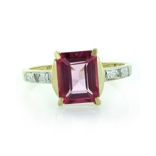 10K Yellow Gold Natural Pink Topaz Ring