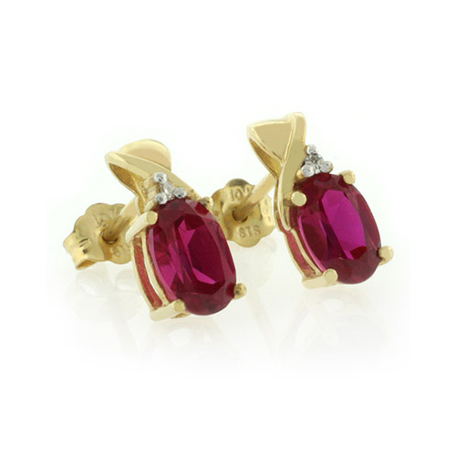 10K Yellow Gold Ruby Earrings