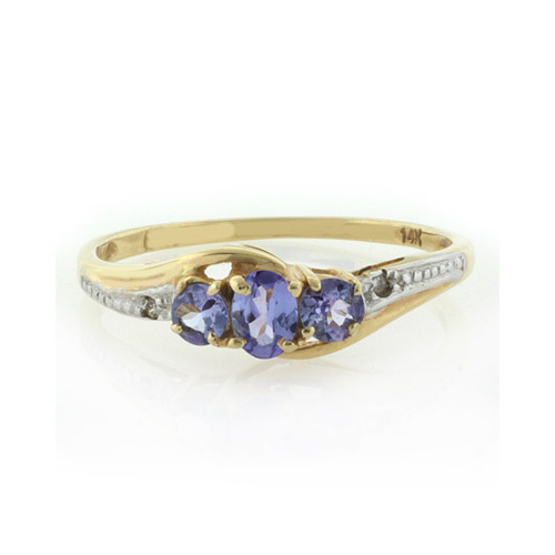 Genuine 0.37 tcw Tanzanite 14 Karat Gold Ring with Diamonds