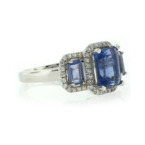 3 Stone Alexandrite Micro Pave Setting Silver Ring
