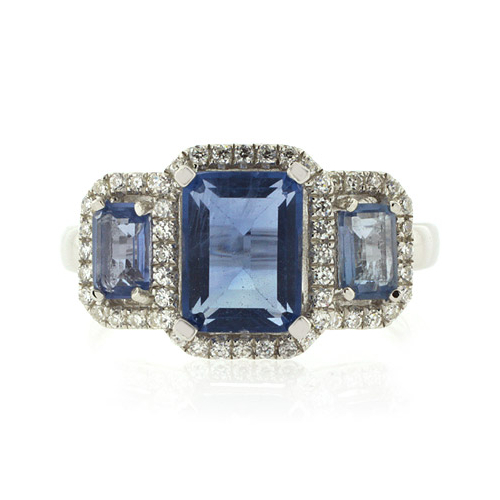 3 Stone Alexandrite Micro Pave Setting Silver Ring