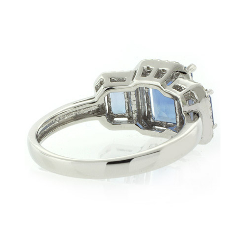 3 Stone Alexandrite Micro Pave Setting Silver Ring