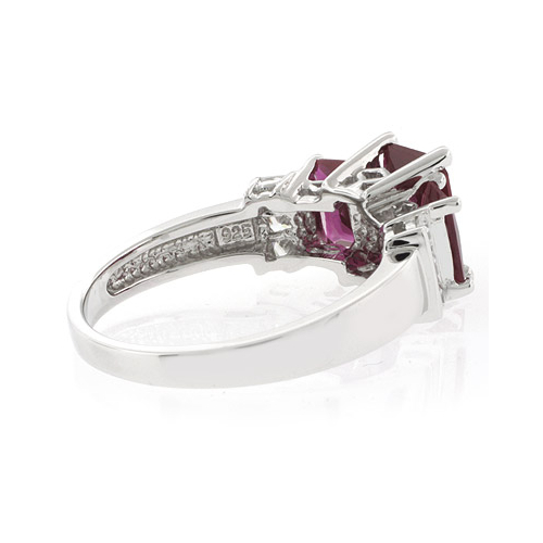 3 Emerald Cut Stone Ruby Ring