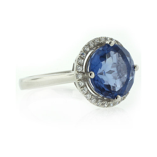 Round Cut Changing Color Stone Alexandrite Silver Ring