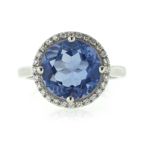 Round Cut Changing Color Stone Alexandrite Silver Ring