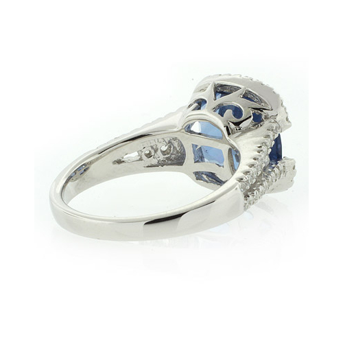 Cushion Cut Alexandrite Micro Pave Setting Silver Ring