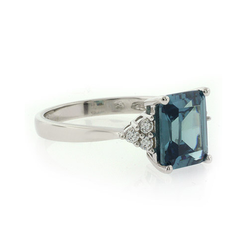 Emerald Cut Color Changing Alexandrite Silver Ring