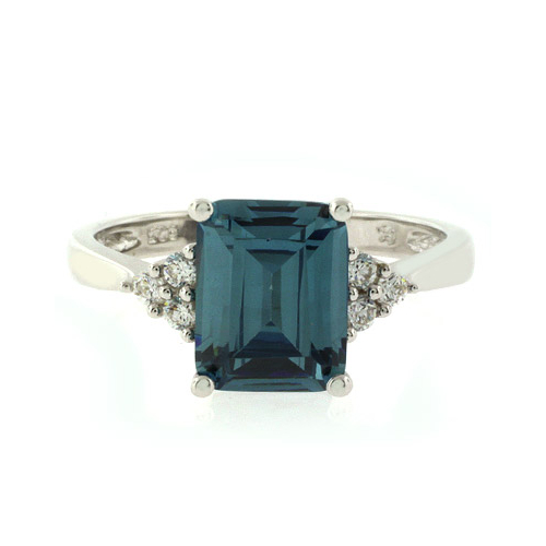 Emerald Cut Color Changing Alexandrite Silver Ring