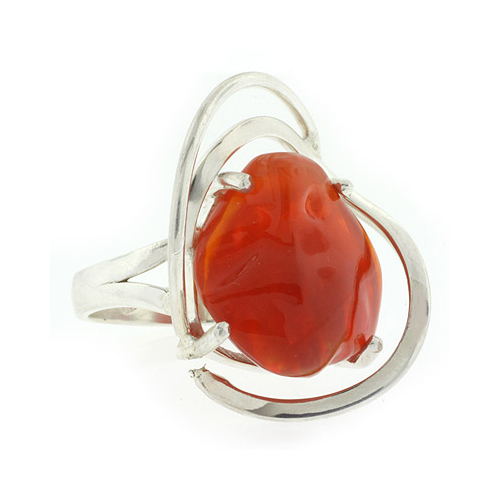 Natural Mexican Fire High Quality Opal Silver Ring 12 carat Stone