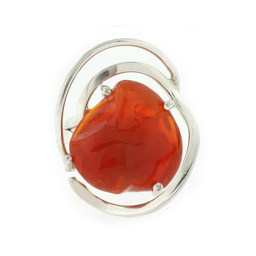 Natural Mexican Fire High Quality Opal Silver Ring 12 carat Stone