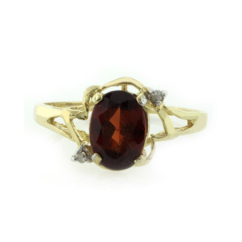 10K Yellow Gold Natural Red Garnet Ring