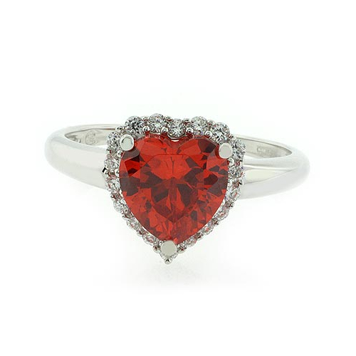Heart Shape Mexican Fire Cherry Opal Silver Ring