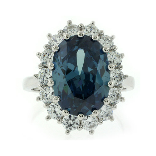 Alexandrite Princess Kate Style Silver Ring