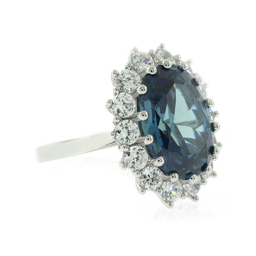 Alexandrite Princess Kate Style Silver Ring