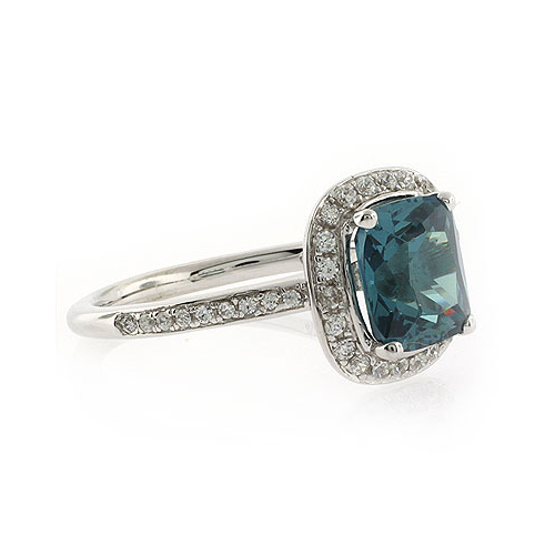 Alexandrite Stone MicroPave Silver Ring