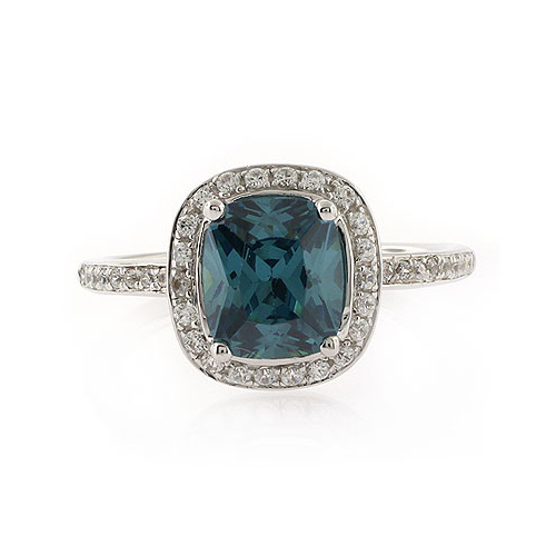 Alexandrite Stone MicroPave Silver Ring