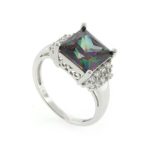 Mystic Topaz Stone Sterling Silver Ring
