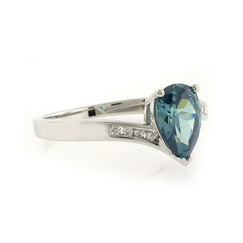 Alexandrite Pear Cut Stone Silver Ring