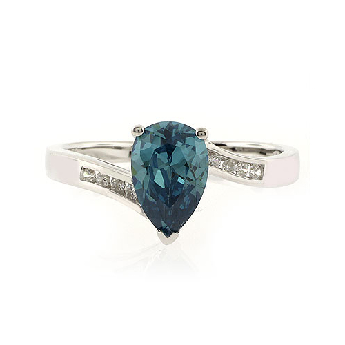 Alexandrite Pear Cut Stone Silver Ring