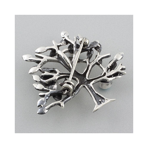 Turquoise Gemstone Silver Tree Pendant and Pin