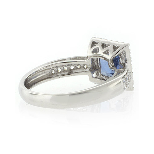 Princess Cut Alexandrite Micro Pave Setting Silver Ring