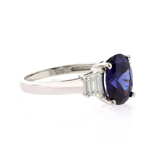 Tanzanite Sterling Silver Oval Cut Gemstone Ring