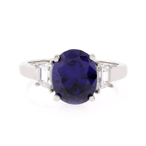 Tanzanite Sterling Silver Oval Cut Gemstone Ring