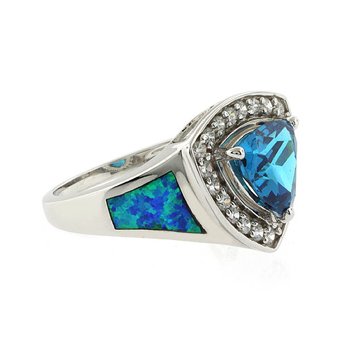 Australian Opal Ring with Huge Blue Topaz