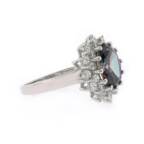 Oval Cut Mystic Topaz Sterling Silver Ring