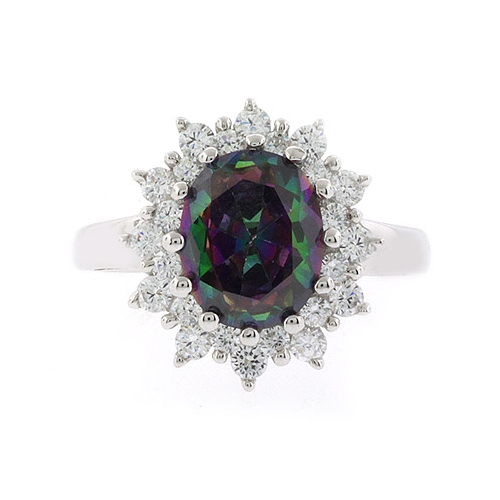 Oval Cut Mystic Topaz Sterling Silver Ring