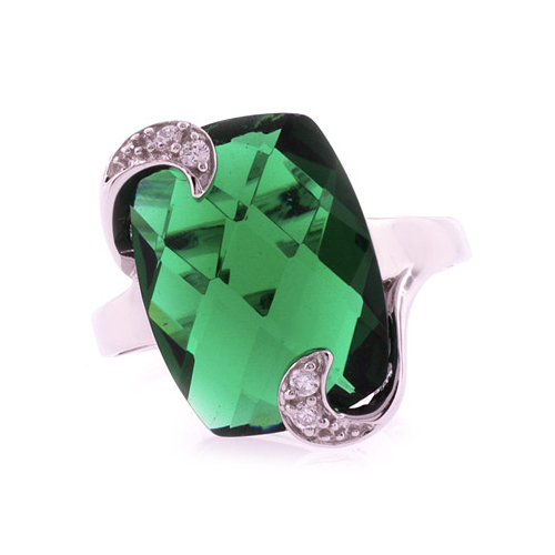 Emerald Ring Checkboard Cut Stone