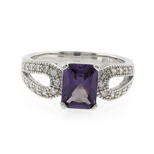 Emerald Cut Color Changing Alexandrite Ring