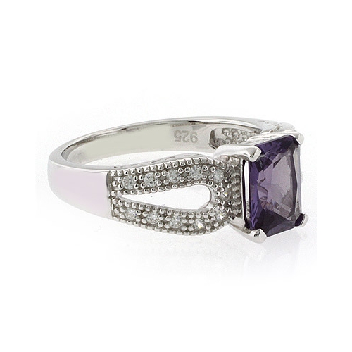 Emerald Cut Color Changing Alexandrite Ring