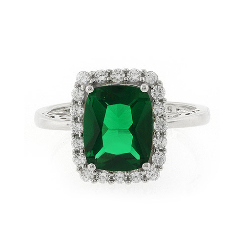 Gorgeous Green Emerald Silver Ring