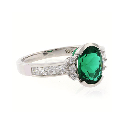 Oval Cut Channel Setting Emerald Ring