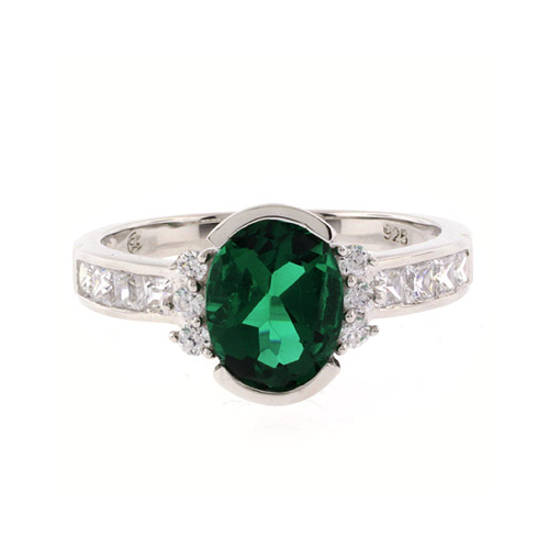 Oval Cut Channel Setting Emerald Ring