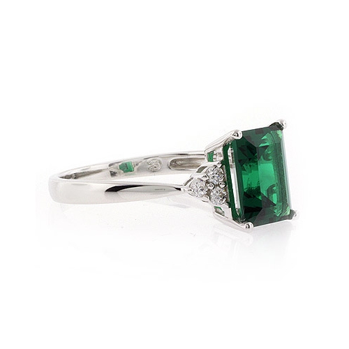 Emerald Cut Emerald Silver Ring