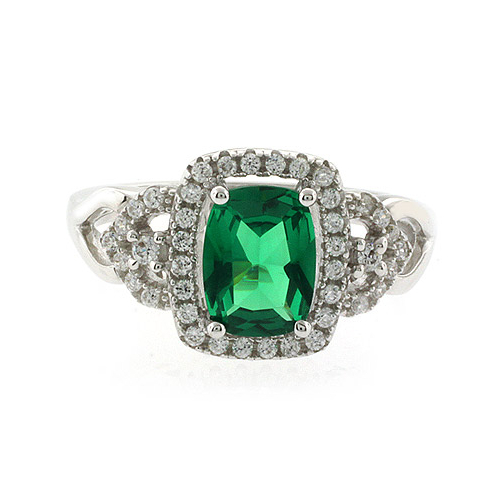 Green Emerald Sterling Silver Ring