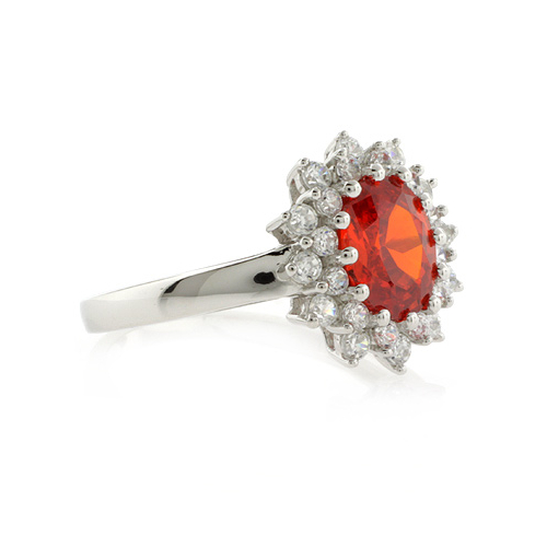Beautiful Oval Cut Fire Cherry Opal Silver Ring