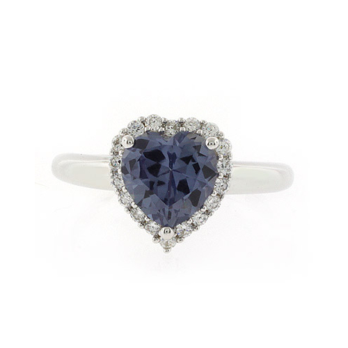 Heart Shape Alexandrite Silver Ring
