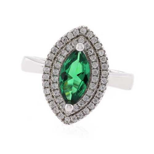 Marquise Cut Emerald Silver 925 Ring
