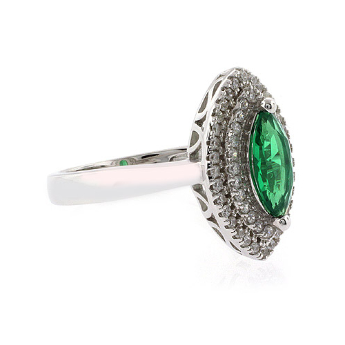 Marquise Cut Emerald Silver 925 Ring