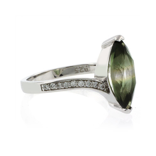 Marquise Cut Tourmaline Watermelon Sterling Silver Ring