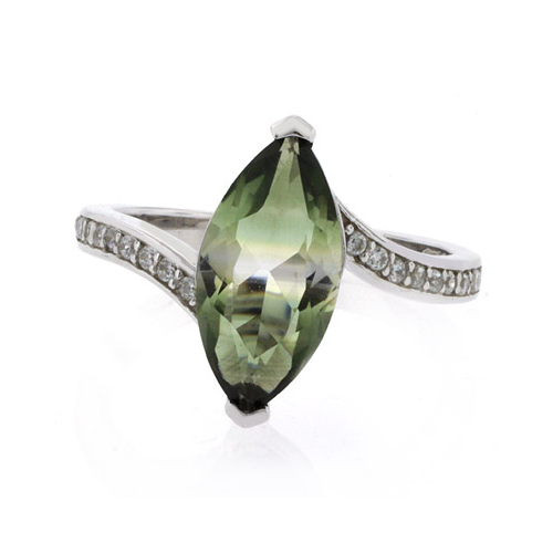 Marquise Cut Tourmaline Watermelon Sterling Silver Ring