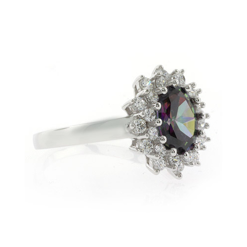 Princess Cut Mystic Topaz Sterling Silver Ring