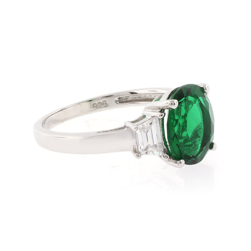 Big Emerald Sterling Silver Ring