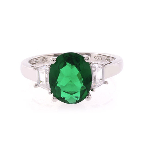 Big Emerald Sterling Silver Ring