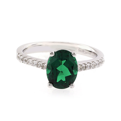 Oval Cut Emerald Stone Promise Ring