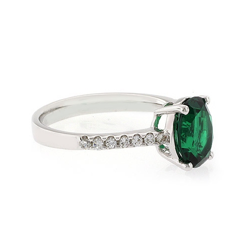 Oval Cut Emerald Stone Promise Ring