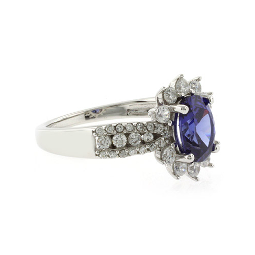 Oval Cut Tanzanite Silver Ring